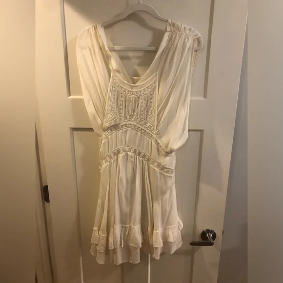 IRO cream beaded silk handcrafted dress size 36
